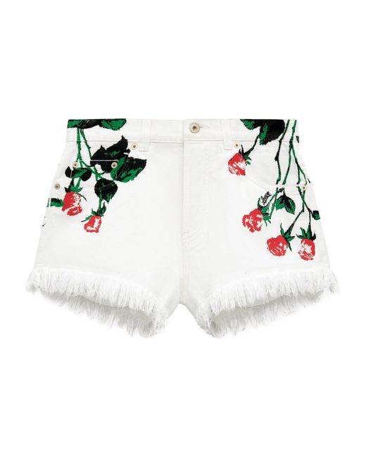 Loewe White X Paula's Ibiza Floral Denim Shorts