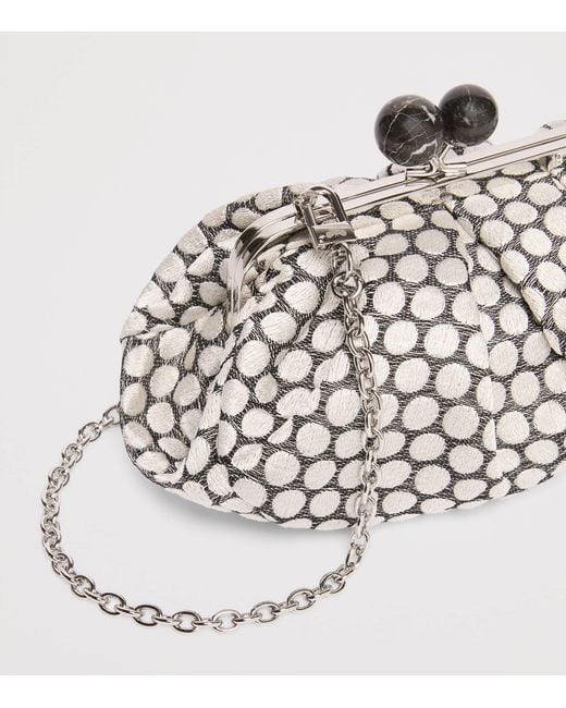 Weekend by Maxmara White Woven Jacquard Pasticcino Clutch Bag