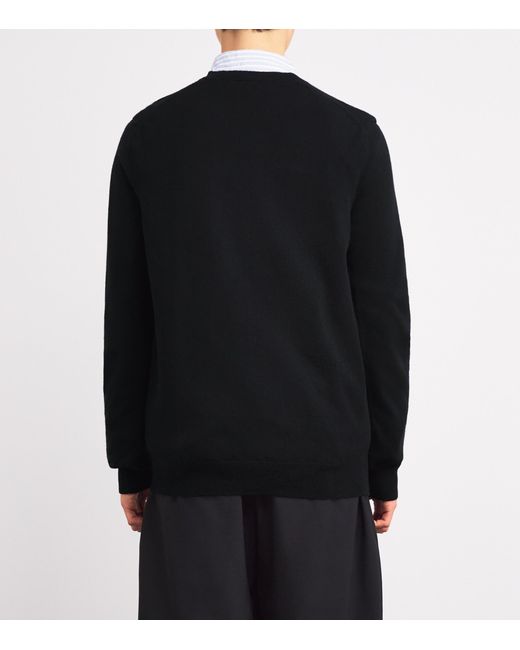 COMME DES GARÇONS PLAY Black Wool V-Neck Heart Sweater for men