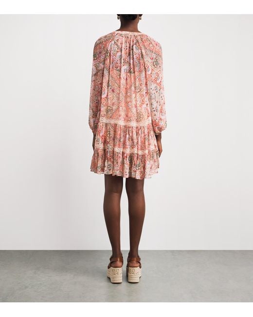 Rixo Pink Floral Miyah Mini Dress