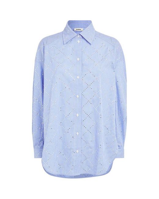 Sandro Blue Oversized Embellished Shirt