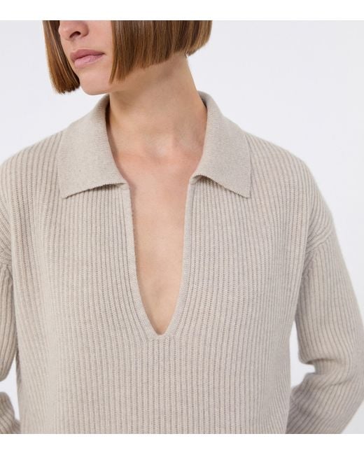 Max Mara White Cashmere Collared Sweater