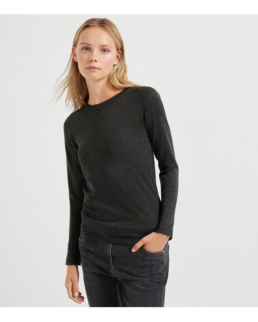 Brunello Cucinelli Black Cashmere-Silk Sweater