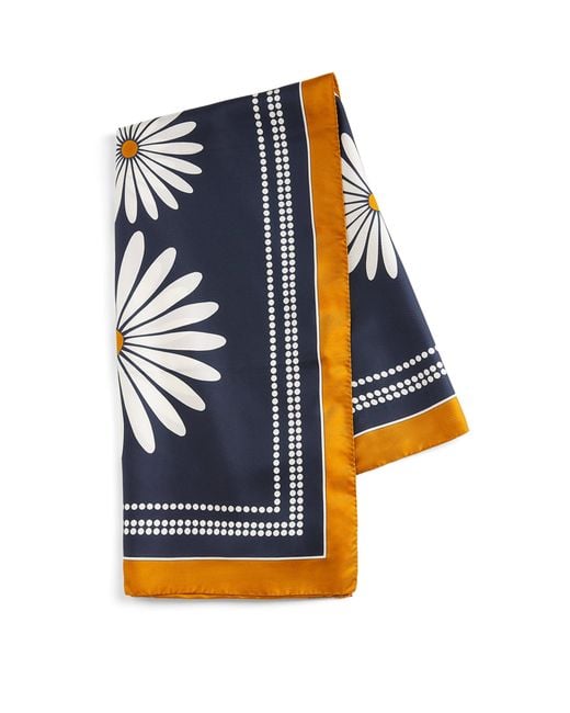 Sandro Blue Silk Floral Print Scarf