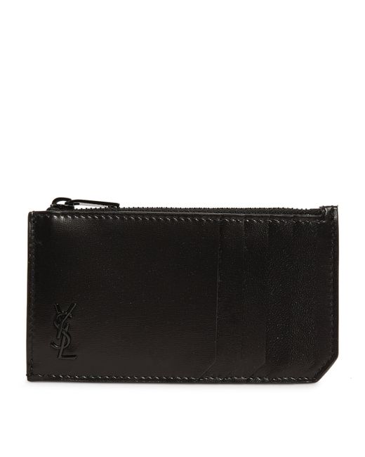 Saint Laurent Black Leather Fragments Monogram Card Holder for men