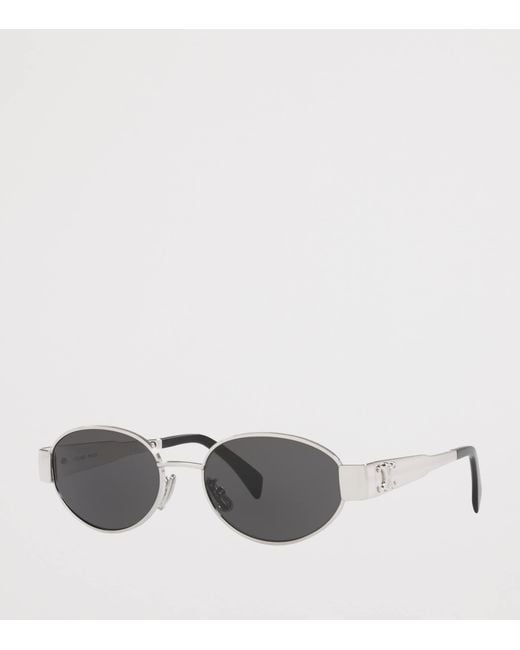 Céline Gray Metal Triomphe Oval Sunglasses