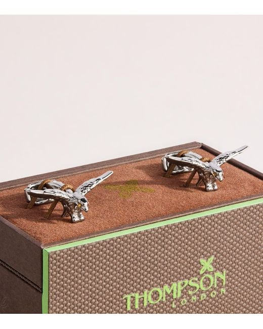 Tateossian Natural Thompson Palladium-Plated Eagle Cufflinks for men