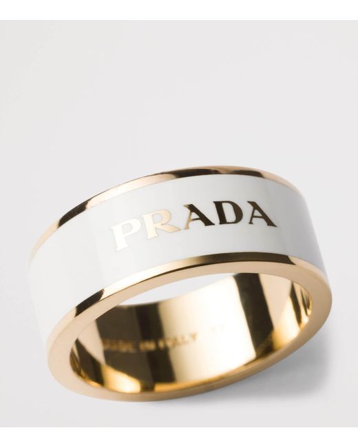 Prada Gray Enamelled Logo Ring