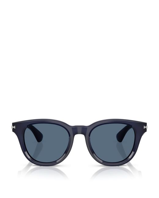 Burberry Blue Acetate Round Sunglasses for men