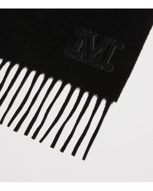 Max Mara Black Cashmere Monogram Scarf