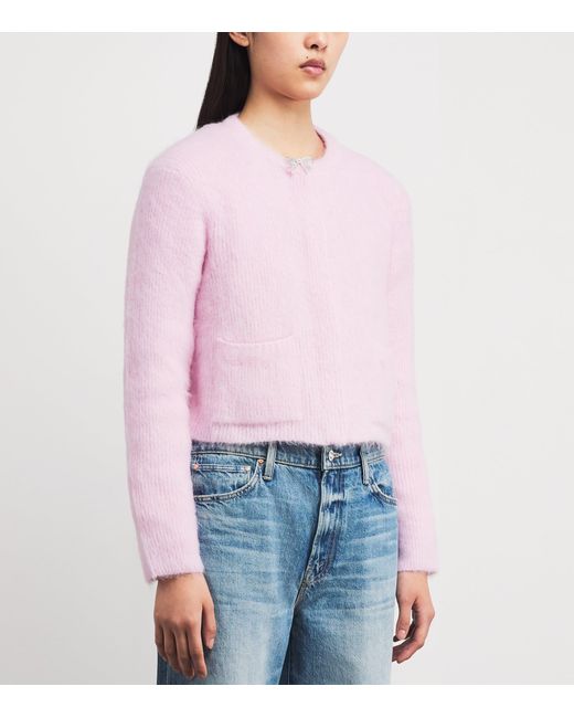 Maje Pink Cropped Bow Cardigan