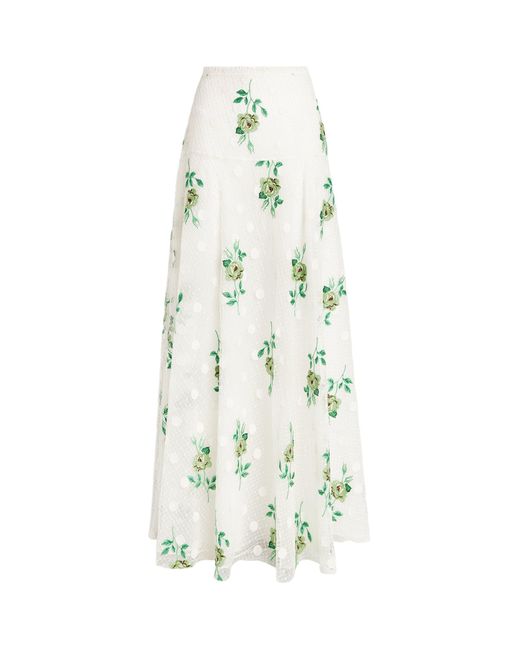 Giambattista Valli White Floral-embroidered Macramé Maxi Skirt