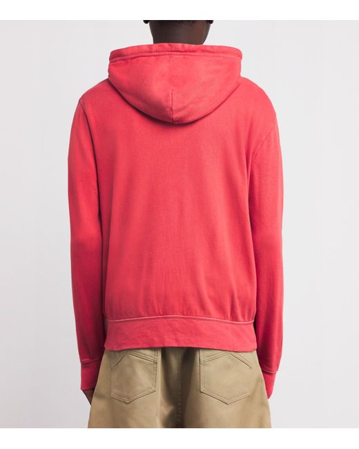 Polo Ralph Lauren Red Cotton Polo Pony Zip-Up Hoodie for men