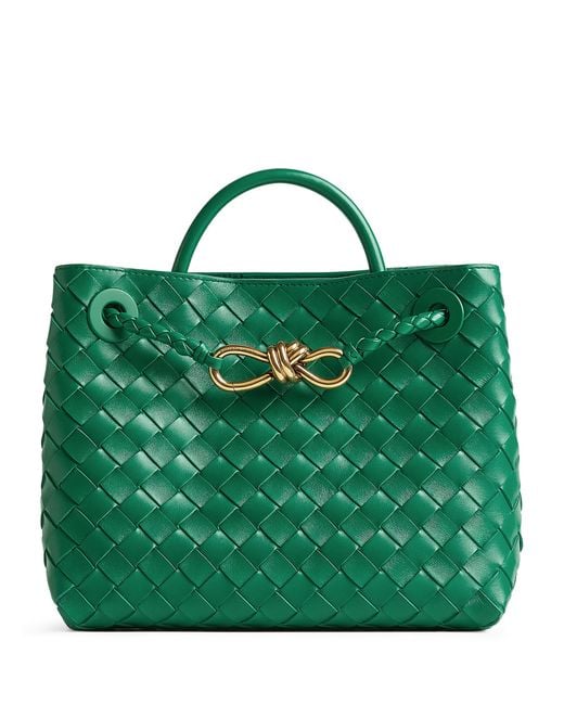 Bottega Veneta Green Small Leather Andiamo Top-Handle Bag