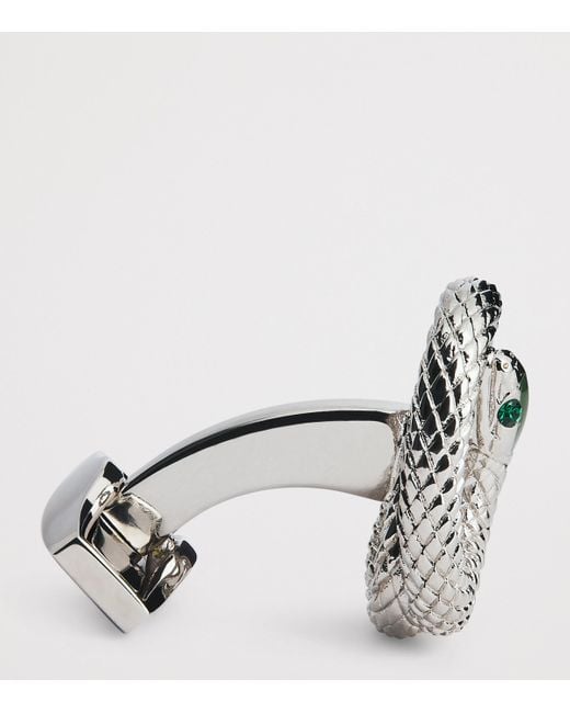 Tateossian Metallic Palladium Enamel-Detail Viper Cufflinks for men