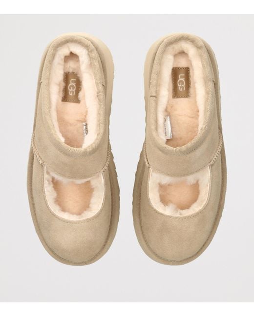 Ugg Natural Suede Bea Mary Jane Slippers