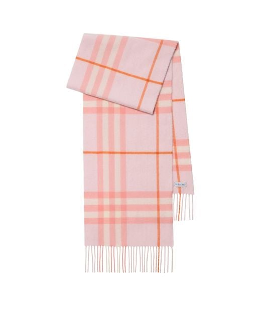 Burberry Pink Cashmere Check Scarf