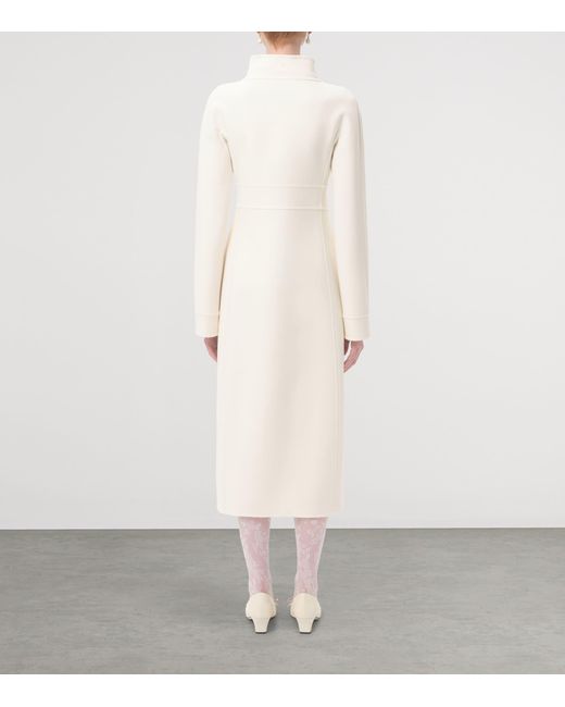 Valentino White Wool-Cashmere Double-Breasted Overcoat