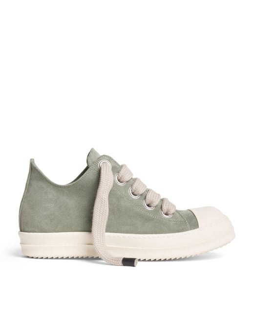 Rick Owens Gray Suede Jumbo-Lace Low-Top Sneakers for men