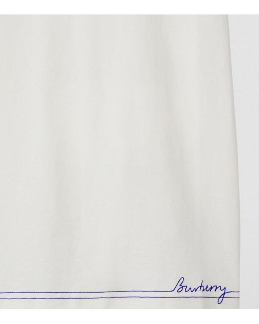 Burberry White Cotton Stitched-logo T-shirt for men