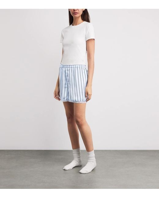Skims Blue Woven Shine Boxer Shorts