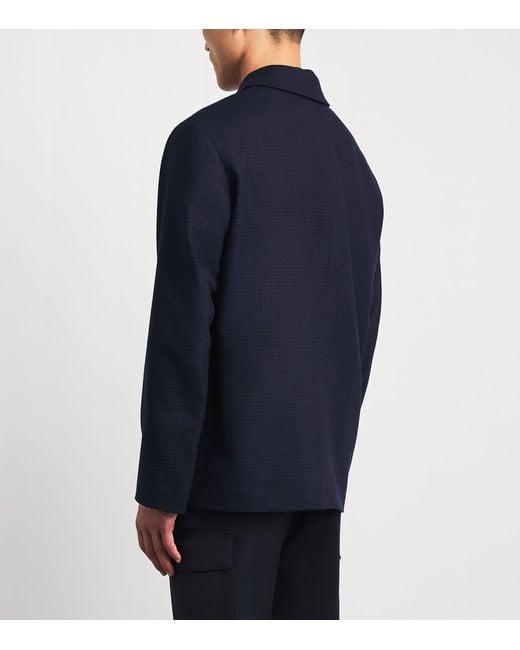 Lardini Blue Wool-Cashmere Check Chore Jacket for men