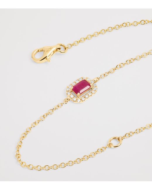 SHAY Metallic Diamond And Ruby Halo Bracelet