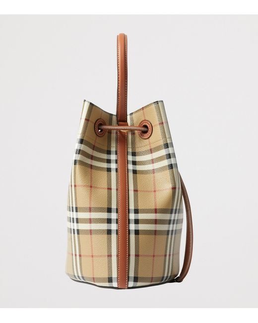 Burberry Brown Small Check Monogram Bucket Bag