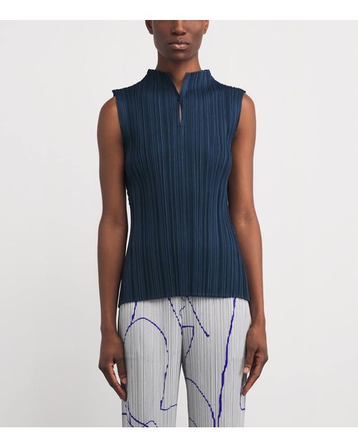 Pleats Please Issey Miyake Blue Mellow Pleats Top