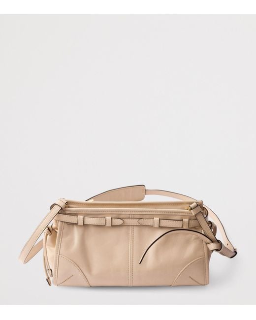 Prada Natural Small Leather Shoulder Bag