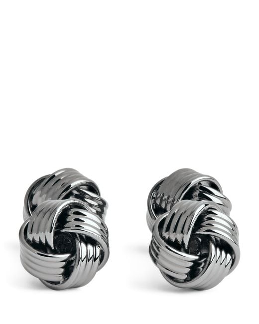 Babette Wasserman Black Rhodium-Plated Knot Cufflinks for men