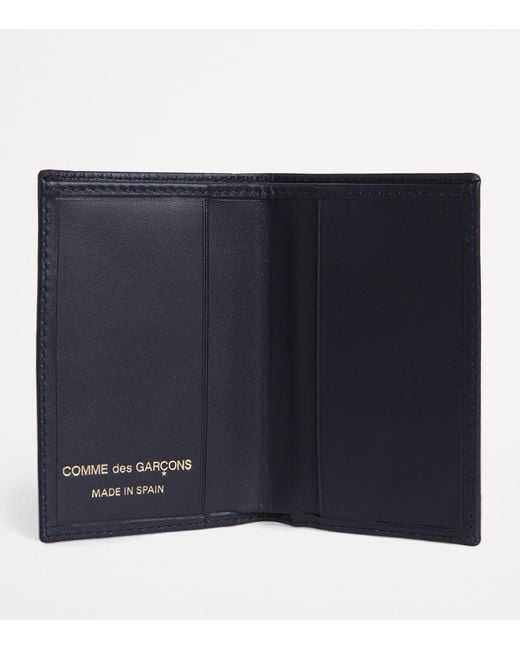 Comme des Garçons Blue Leather Bifold Card Holder for men