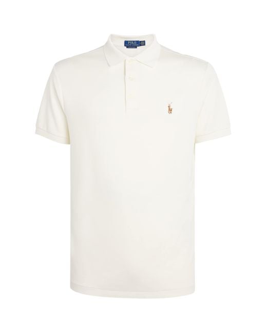 Polo Ralph Lauren Pima Cotton Slim Fit Polo Shirt in White for Men | Lyst
