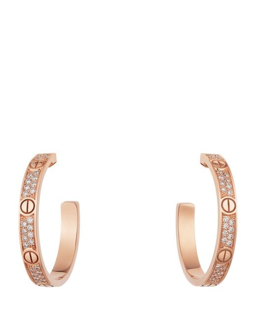 Cartier White And Diamond Love Hoop Earrings