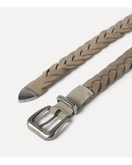 Brunello Cucinelli Brown Suede Braided Belt