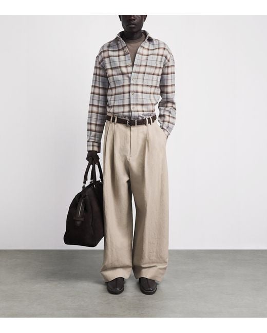 Pal Zileri Gray Cotton Check Shirt for men