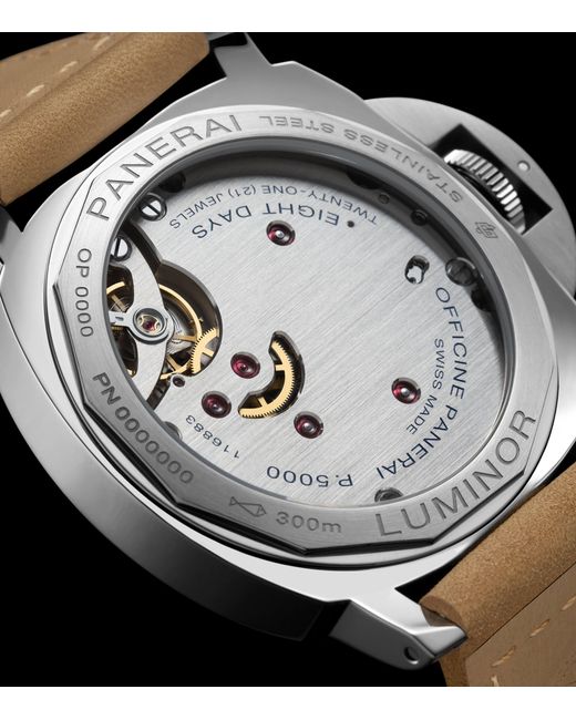 Panerai Black Stainless Steel Luminor Destro Otto Giorni Watch for men