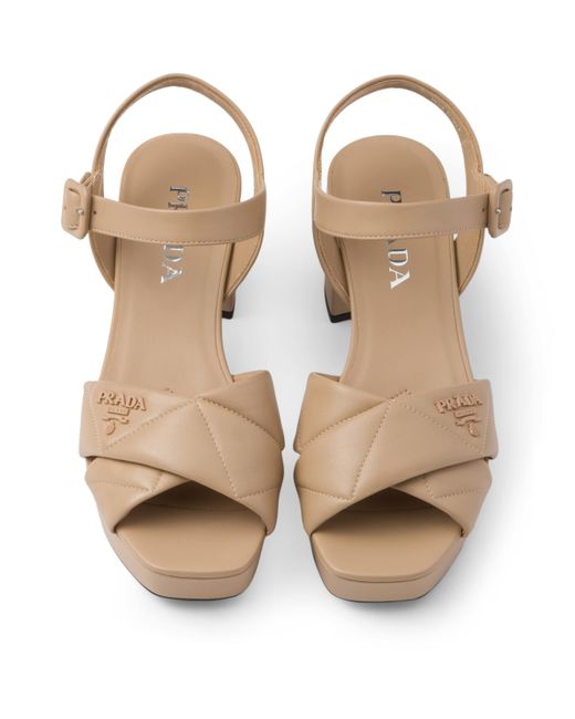 Prada Natural Quilted Leather Platform Sandals 65
