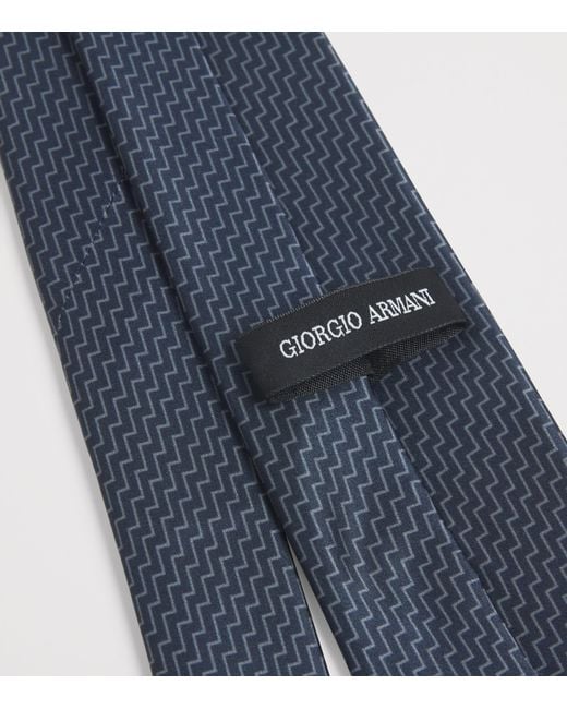 Giorgio Armani Blue Silk Chevron Tie for men