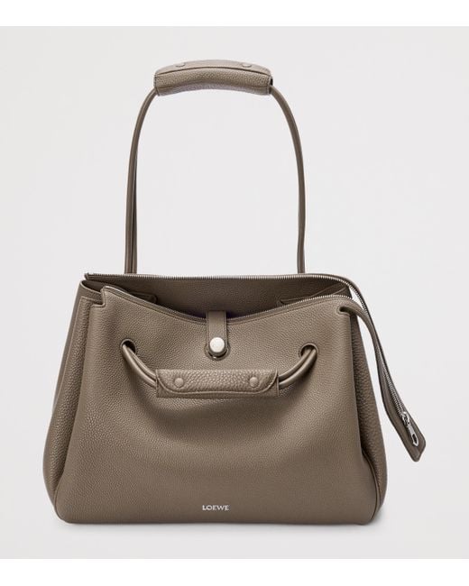 Loewe Brown Large Grained Leather Madrid Shoulder Bag