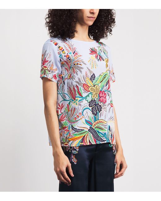 Etro White Silk Paisley T-Shirt