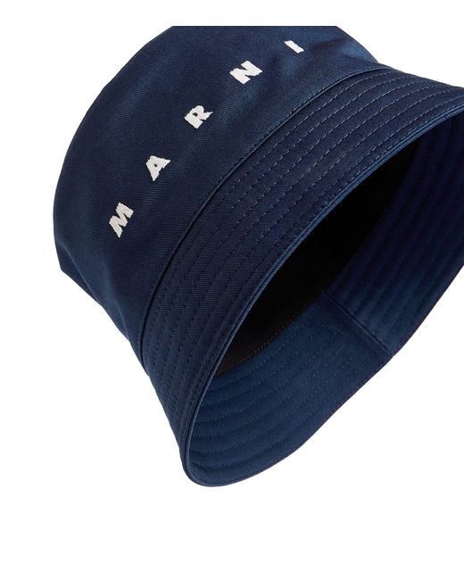Marni Blue Cotton Logo Bucket Hat for men