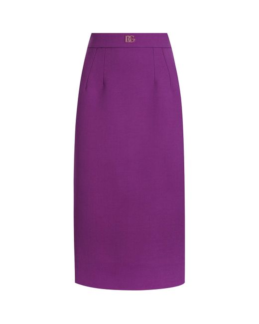 Dolce & Gabbana Purple Metallic Logo Skirt