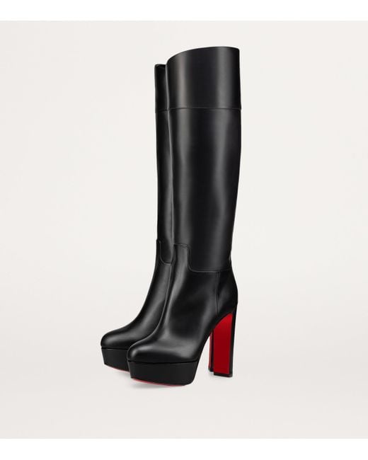 Christian Louboutin Black Loo Botta Alta Leather Knee-High Boots 130