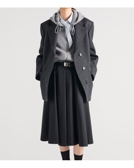 Prada Black Re-Nylon Belted Midi Skirt