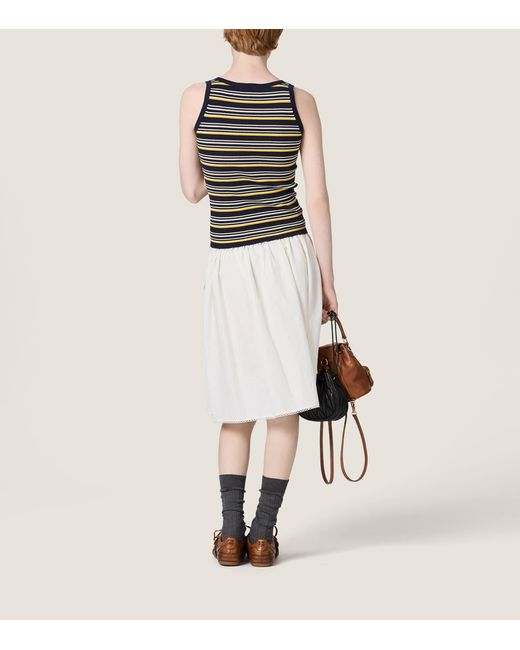 Miu Miu Black Cotton Stripe Tank Top