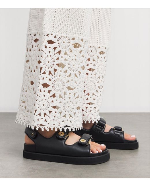 Maje Black Faux Leather Clover Sandals