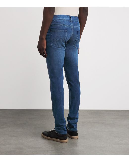 7 For All Mankind Blue Slimmy Tapered Luxe Performance Plus Jeans for men