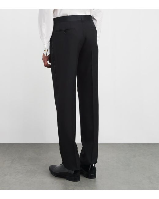 Canali Black Wool Tuxedo Trousers for men