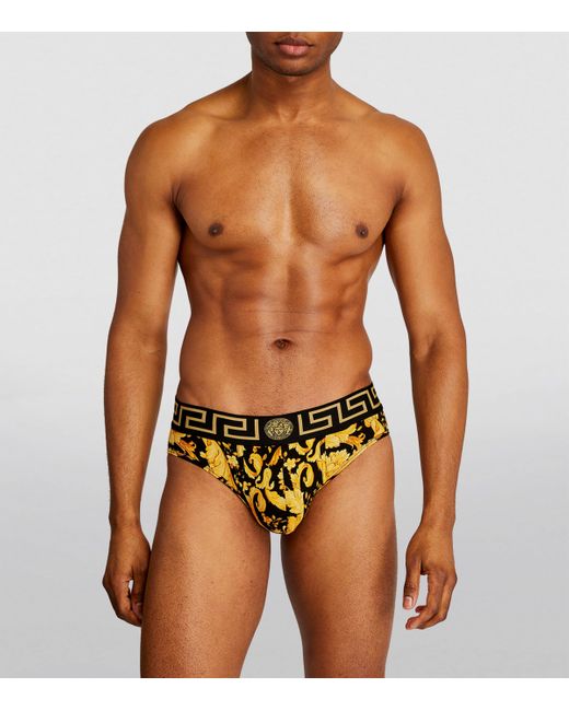 Versace Yellow Baroque Low-Rise Briefs for men